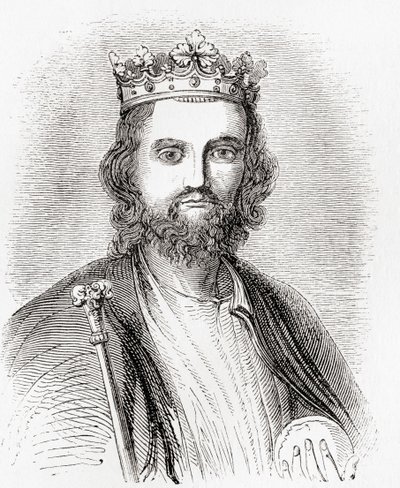 Edvard II, også kjent som Edvard av Caernarfon, fra Old England: A Pictorial Museum, utgitt 1847 av English School