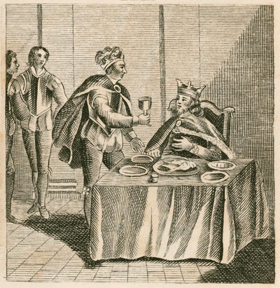 Edward, den svarte prinsen, venter på sin fange, kong John II av Frankrike av English School
