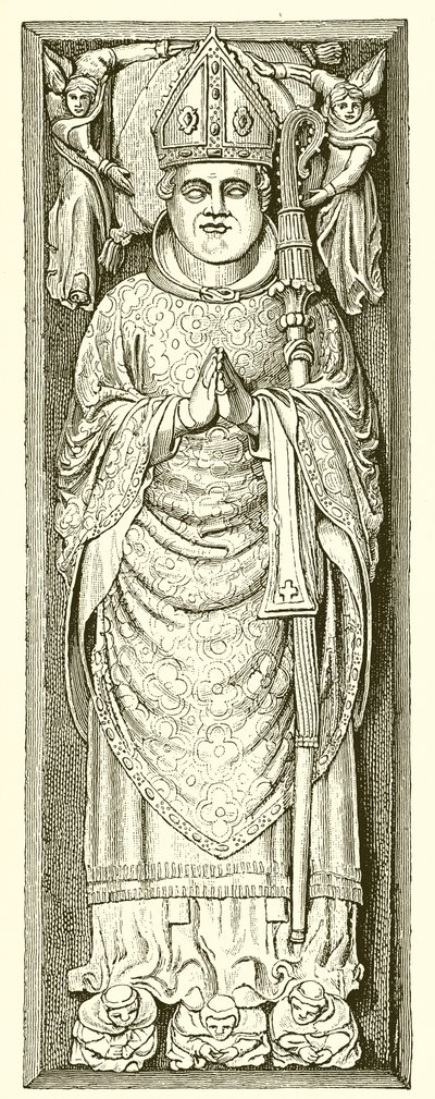Bilde av William av Wykeham på graven hans i Winchester Cathedral av English School