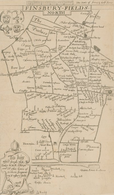 Utarbeidelse av et bueskytingskart fra 1594 av English School