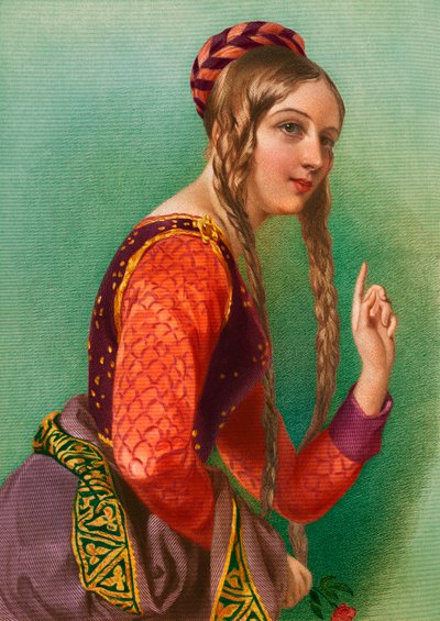 Eleanor av Aquitaine, dronning av Henry II, trykt av Henry G. Bohn av English School