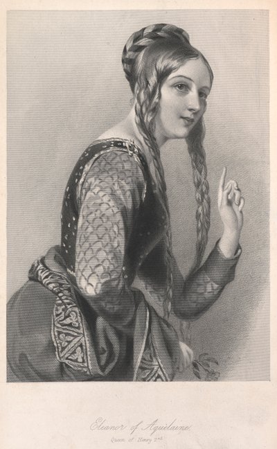 Eleanor av Aquitaine, illustrasjon fra "Biografiske skisser av dronningene ..." av English School