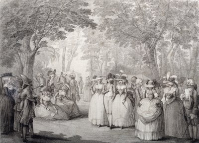 Elegante figurer i Vauxhall Gardens av English School