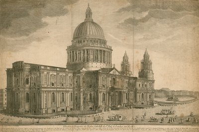Høyde og perspektiv av St Pauls Cathedral, London av English School
