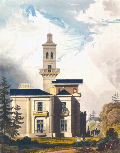 Forhøyning av en italiensk villa eller jakthytte av English School