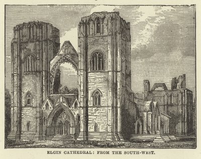 Elgin Cathedral, fra sørvest av English School