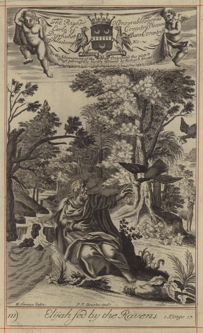 Elias matet av ravnene (gravering) av English School