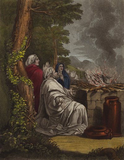 Elias brennoffer (farge litho) av English School