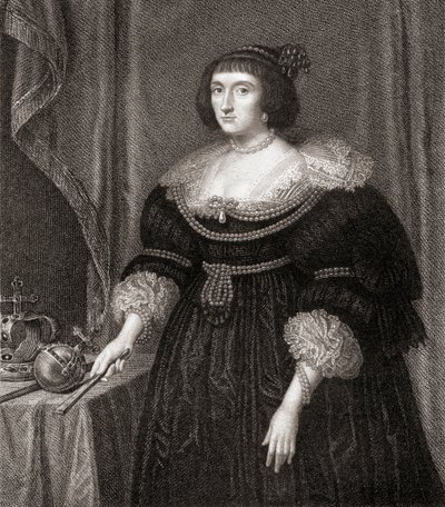 Elizabeth, dronning av Böhmen (1596-1662), fra Lodges British Portraits, 1823 av English School