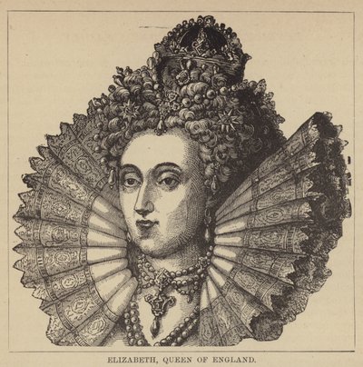 Elizabeth, dronning av England (gravering) av English School