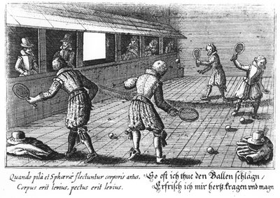 Elizabethan Tennis (gravering) av English School