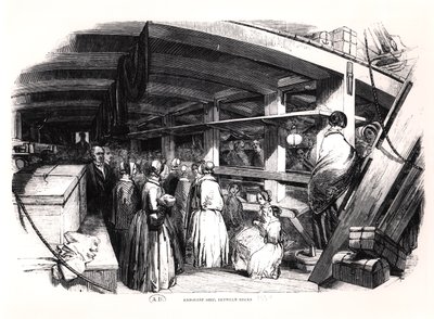 Auswandererschiff, Zwischendeck, 1850 von English School