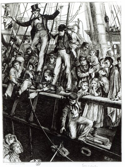 Emigrants Leaving Old England, fra magasinet The Graphic, 18. desember 1869 av English School