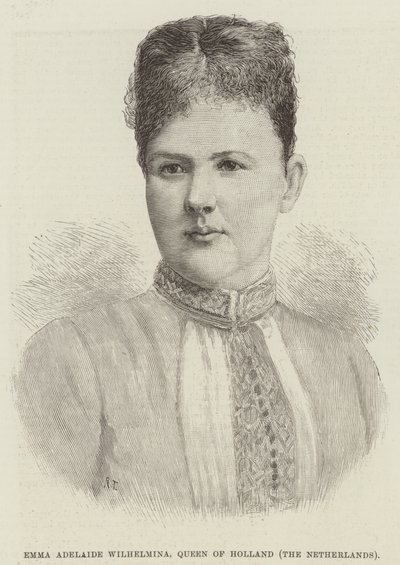 Emma Adelaide Wilhelmina, dronning av Holland, Nederland (gravering) av English School