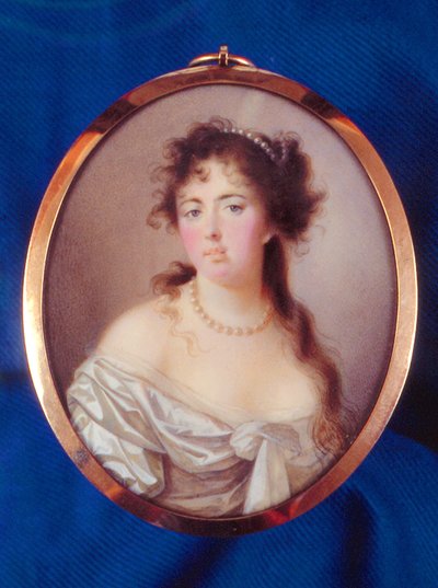 Emma Hamilton (akvarell på vellum) av English School