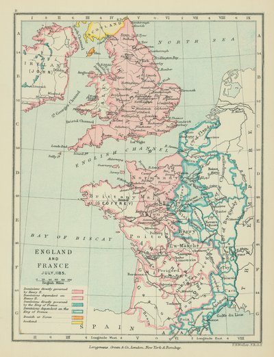 England og Frankrike (fargelitografi) av English School