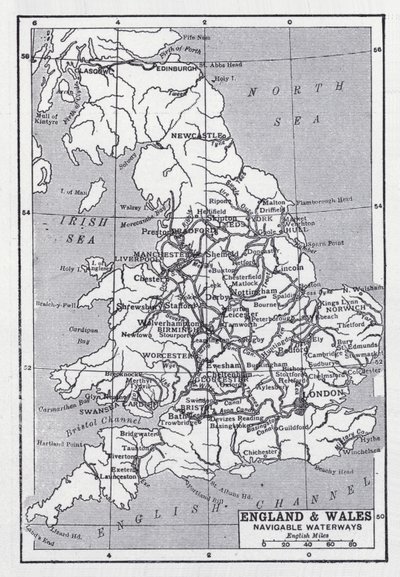 England og Wales, seilbare vannveier (litho) av English School