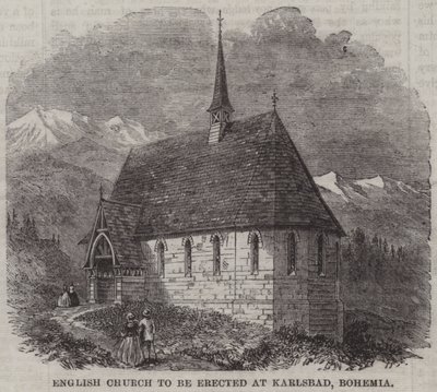 Engelsk kirke som skal reises i Karlsbad, Böhmen (gravering) av English School