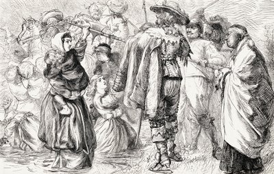 Engelske protestanter som druknet av irske katolikker under det irske opprøret i 1641, ca. 1865 (tregravering) av English School