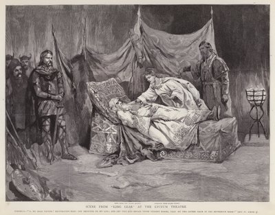 De engelske skuespillerne Henry Irving og Ellen Terry i en produksjon av Shakespeares King Lear på Lyceum Theatre, London av English School