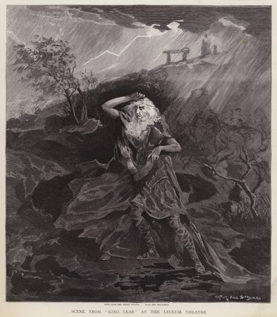 De engelske skuespillerne Henry Irving og William Haviland i en produksjon av Shakespeares King Lear på Lyceum Theatre, London av English School