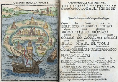 Gravering fra «Utopia» av Thomas More av English School