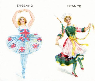 Entente Cordiale (Cordial Understanding) sigarettkort, 1915 av English School