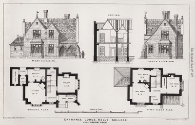Entrance Lodge, Kelly College (gravering) av English School