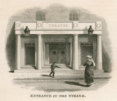 Inngang i The Strand of the Sans Pareil Theatre (Adelphi Theatre), London av English School