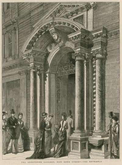 Inngangen til Grosvenor Gallery, New Bond Street, London av English School