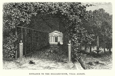Inngang til biljardrommet, Villa Albani (gravering) av English School