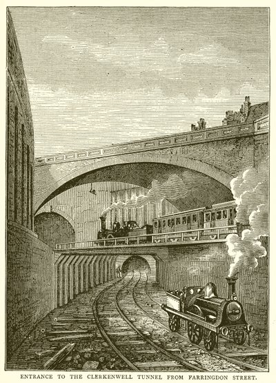 Inngang til Clerkenwell Tunnel fra Farringdon Street av English School