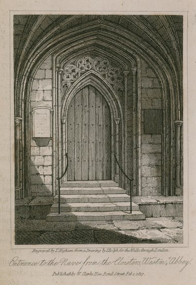 Inngang til Nave fra Cloisters, Westminster Abbey, London av English School