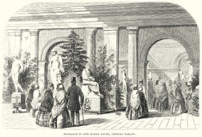 Inngang til den romerske domstolen, Crystal Palace (gravering) av English School