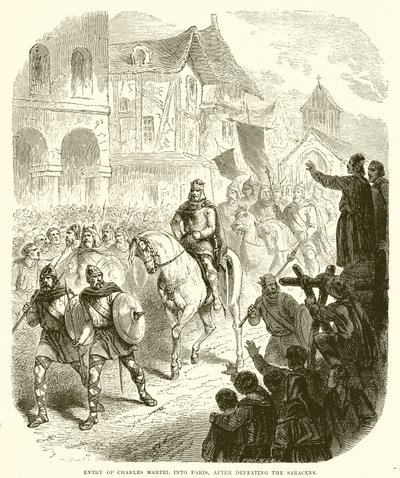 Charles Martels inntreden i Paris, etter å ha beseiret saracenerne av English School