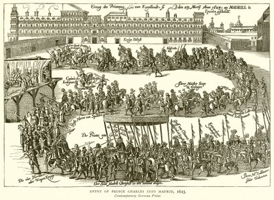 Prins Charles inntog i Madrid, 1623 av English School