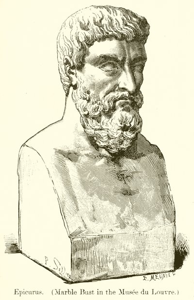 Epikur. (Marmorbyste i Louvre-museet) (gravering) av English School