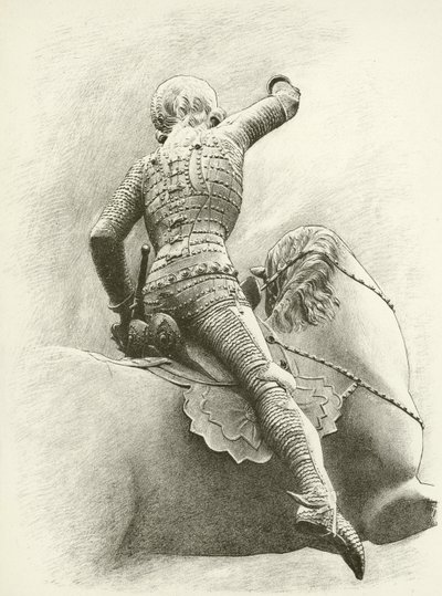 Rytterfigur i Praha, Böhmen (gravyr) av English School