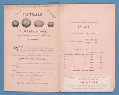 Utstyrskatalog produsert av E. Blakey & Sons, 1895 av English School