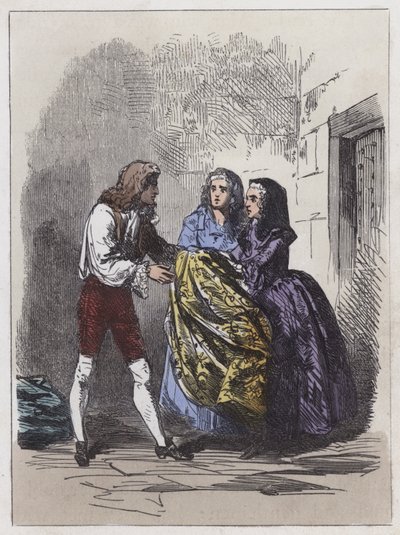 Escape of the Earl of Nithsdale (farget gravering) av English School