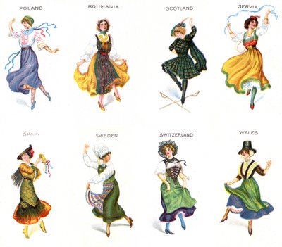 Europeiske dansere, sigarettkort, 1915 (se også 473602) av English School