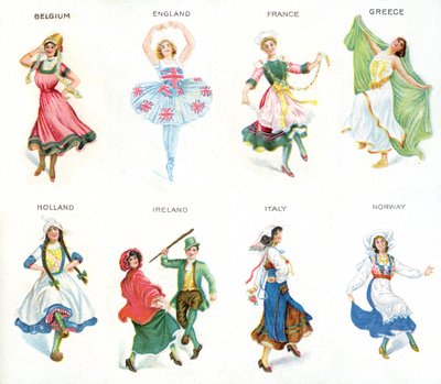 Europeiske dansere, sigarettkort, 1915 (se også 473603) av English School