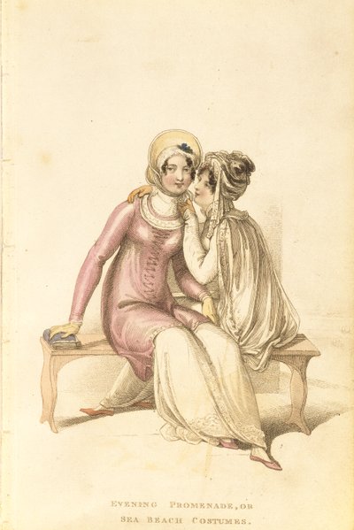 Kvelds-, promenade- eller strandkostymer, motetallerken fra Ackermanns Kunstdepot av English School