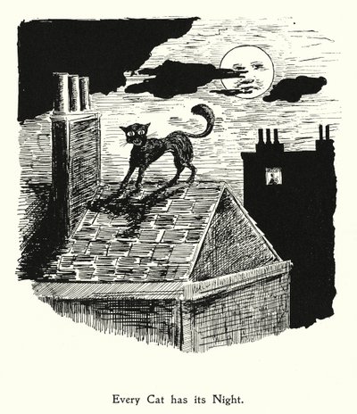 Hver katt har sin natt; hver hund har sin dag (litografi) av English School