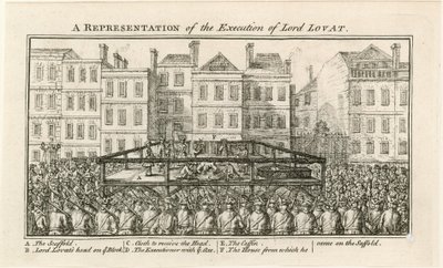 Henrettelsen av Lord Lovat (gravering) av English School