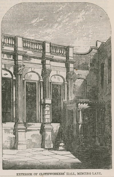 Eksteriør av Clothworkers Hall, Mincing Lane, London av English School