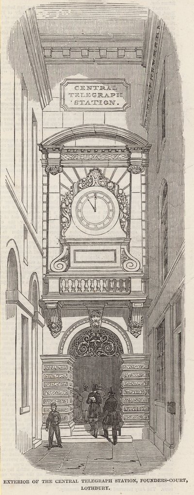 Eksteriør av Central Telegraph Station, Pounders Court, Lothbury av English School