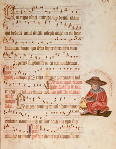 F.127 Notark med tegning av en spedalsk, ca. 1400 (vellum) av English School