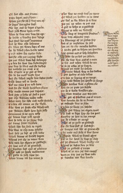 F98r fra Ms New Coll 266, De confessio amantis av John Gower (penn og blekk på vellum) av English School