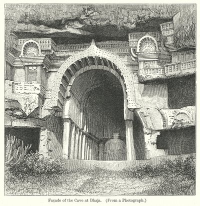 Fasaden til hulen i Bhaja (gravering) av English School